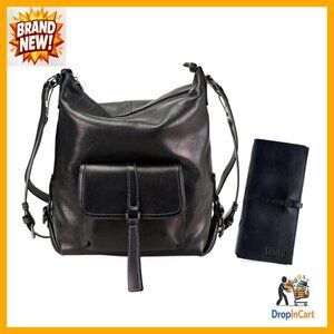 Vintage Leather Shoulder Bag with Wallet Organizer Adjustable Strap Elegant